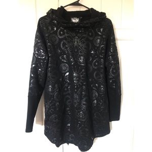 hooded tunic black on black EUC